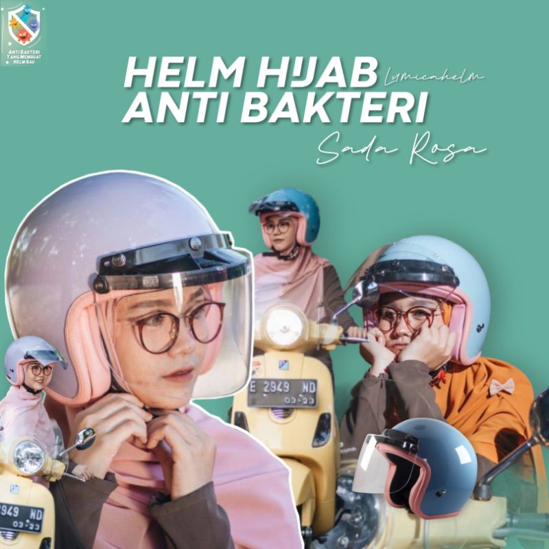 Helm Retro Wanita SADA ROSA PASTEL Blue Helm Bogo Cewe Helm Cewek Kekinian Helm Hijab Anti Bakteri Helm Cargloss