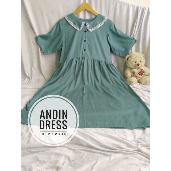 daster andin andeen dress viral kancing busui kerah renda kekinian