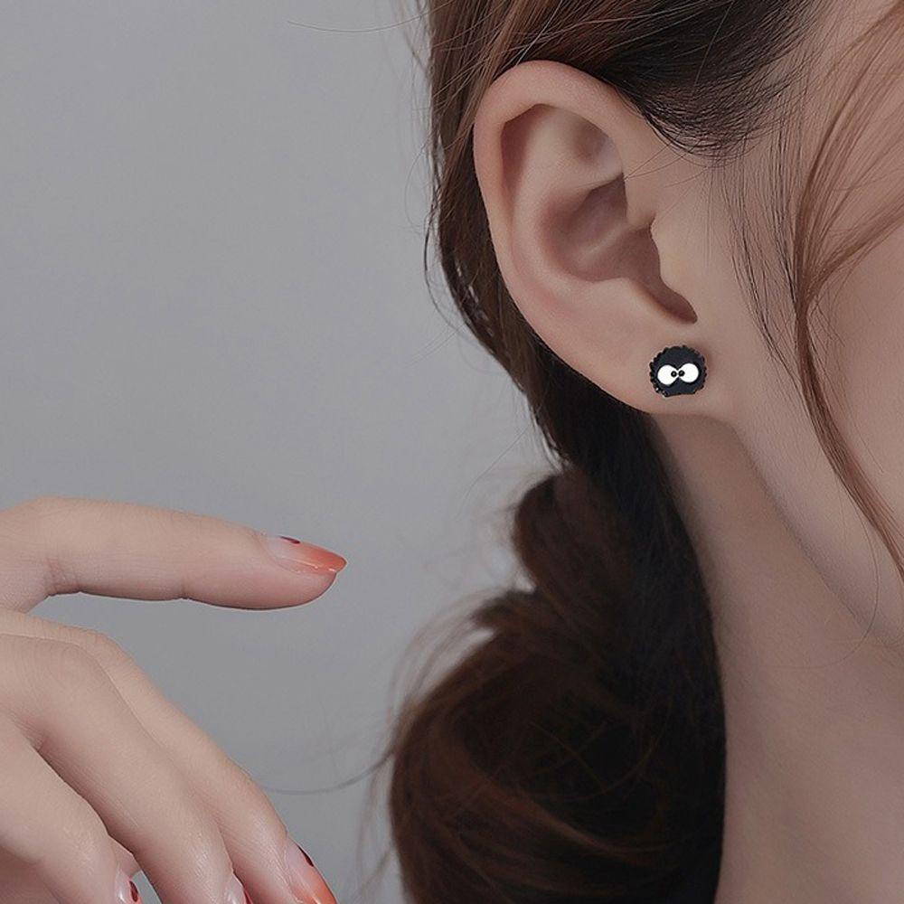 [Elegan] Wanita Anting Kreatif Jepang Lucu Kawaii Hitam Tembaga Briket Anting