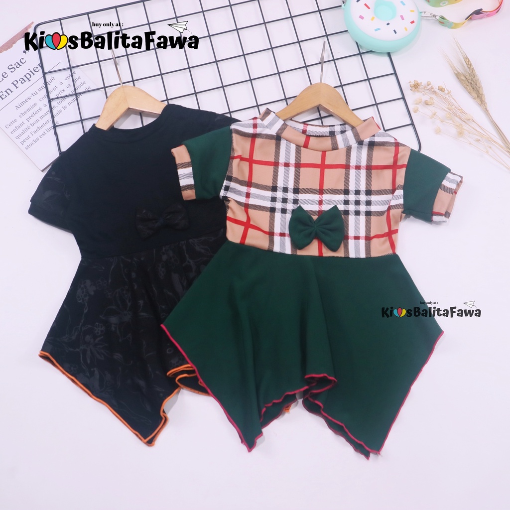 Dress Jennie uk 3-18 Bulan / Dres Anak Perempuan Lengan Pita Polos Branded Baju Pesta Pakaian Kado