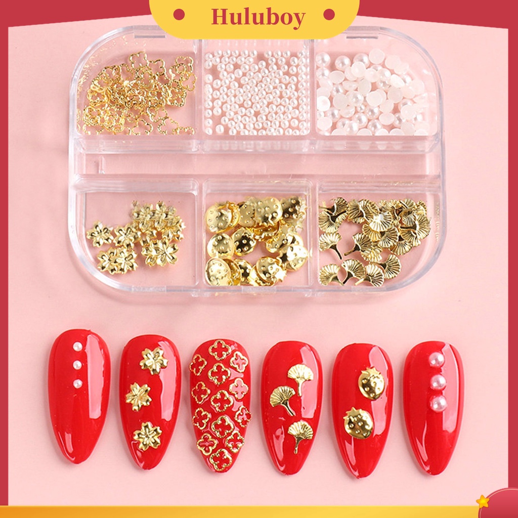 Huluboy Huluboy♡ Charms Manik-Manik Bentuk Bintang Hollow 3D Bahan Metal Untuk Dekorasi Nail Art