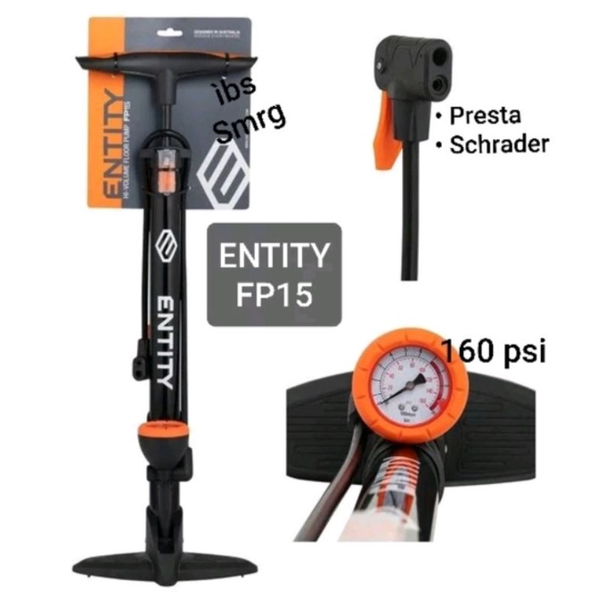 Pompa Entity FP15 Floor Pump Lantai High Pressure 160 Psi Bisa Roadbike Mtb Seli presta schrader