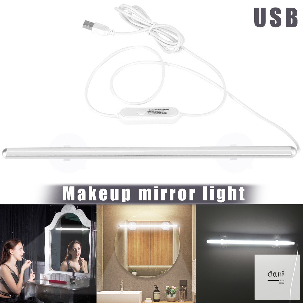 Portable Usb Mirror Vanity Lights Makeup Headlamp Bright Long Strip Lamp Shopee Indonesia