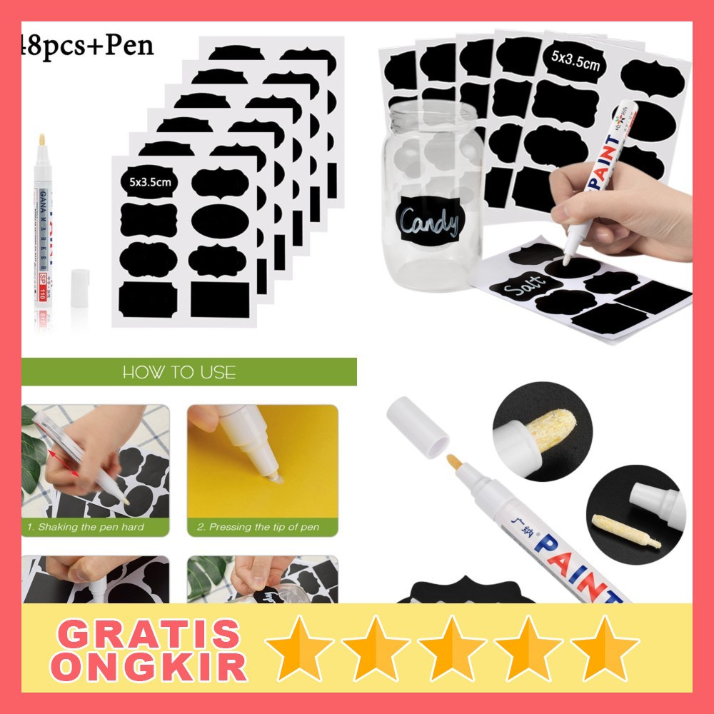 

ALLOYSEED Stiker Label Blackboard Papan Tulis Removable 5 PCS - TH002 - Black