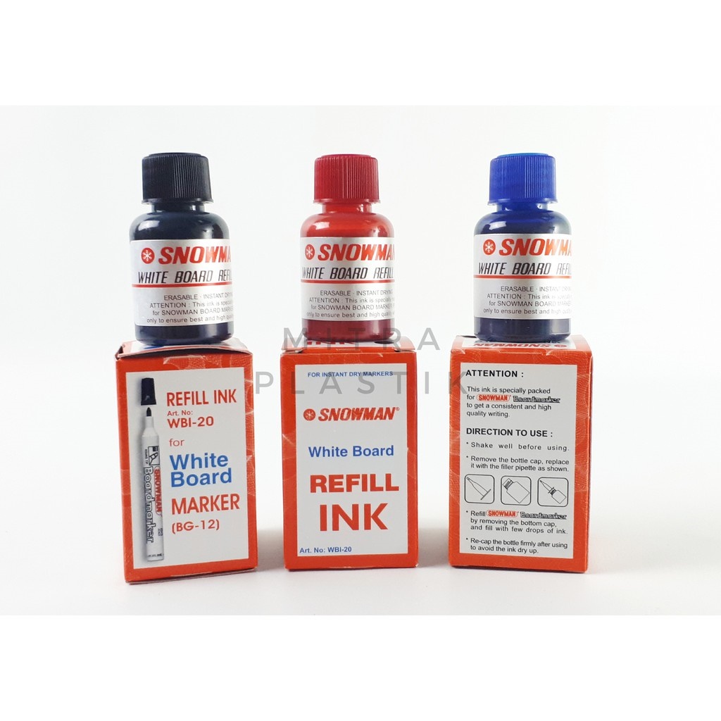 

❤MURAH & JAMINAN ORI❤ Refill/Isi/Tinta Spidol/Marker Papan Tulis/White Board Snowman WBI-20(HTM/BR/MRH)