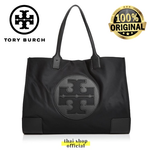 Terlaris (100% ORIGINAL) Tas TORY BURCH Nylon Tote Bag Ella Medium Black Doff - Size Medium