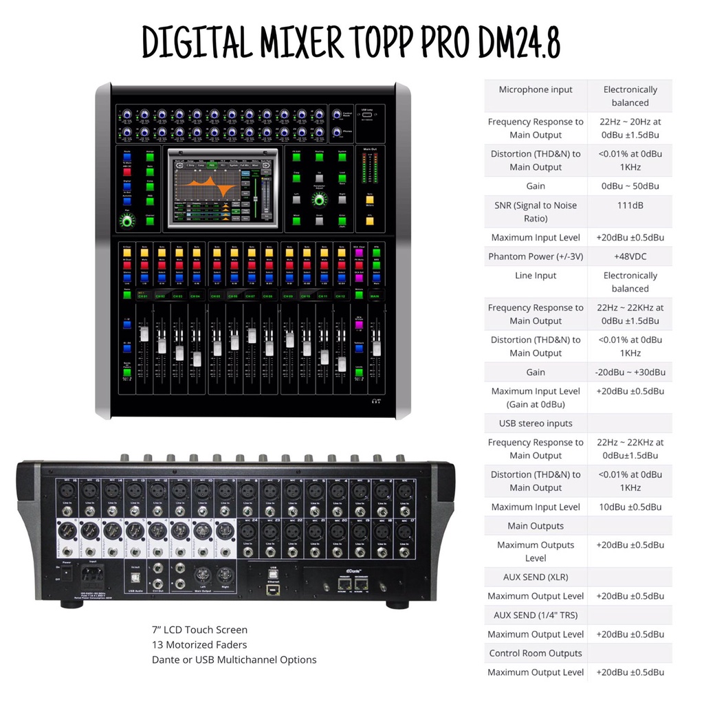 Digital Mixer Toppro 24 Channel Dm 24.8 Original TOPPRO dm24.8