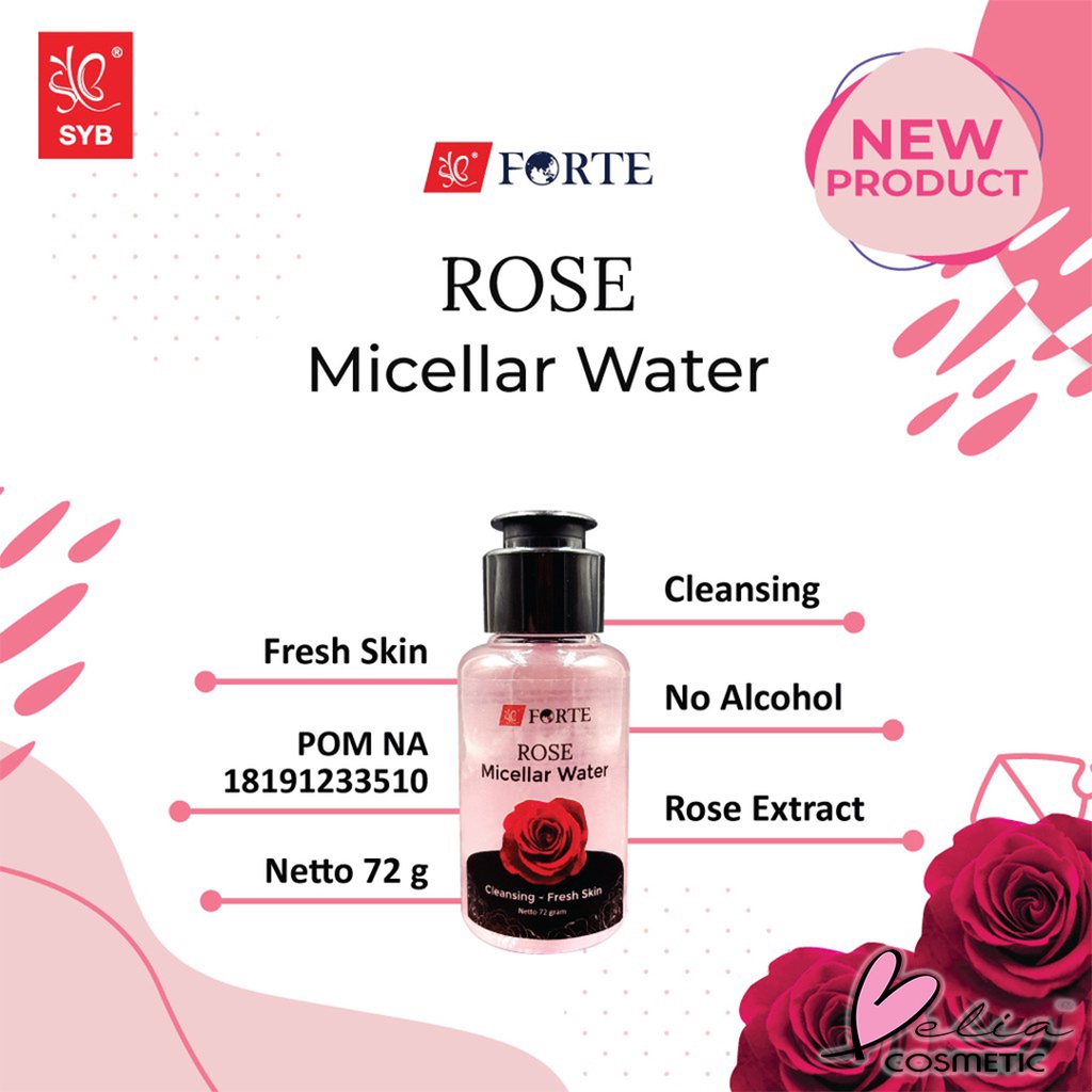 ❤ BELIA ❤ SYB Forte Rose Micellar Water 77g | Cleansing - Fresh Skin | Air Mawar | BPOM | Halal