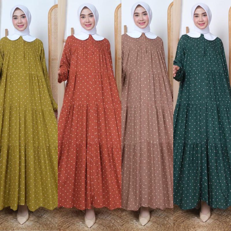 BAJU GAMIS POLKADOT / GAMIS HARIAN / GAMIS SYAKILA RUFFLE