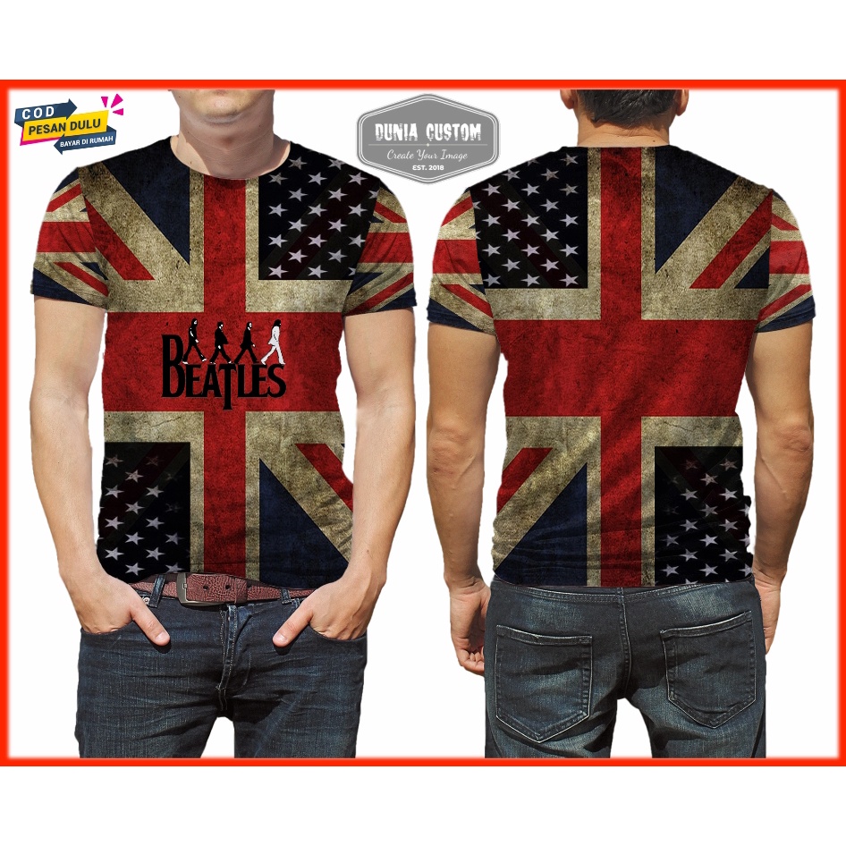 Kaos Bendera Inggris - Pakaian Pria Bendera Inggris Fullprint