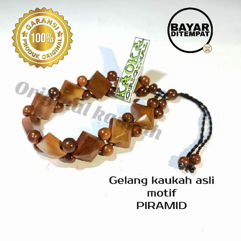 Gelang kayu kaukah asli motif piramid (ORIGINAL KAUKAH)