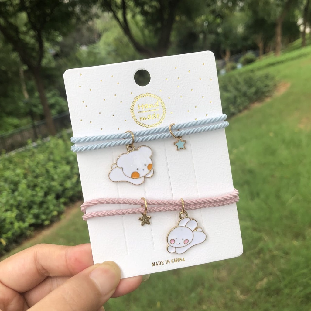 BRACELET COUPLE MAGNET 2PCS GELANG PASANGAN SAHABAT WANITA MAGNET COUPLE BUNNY PB