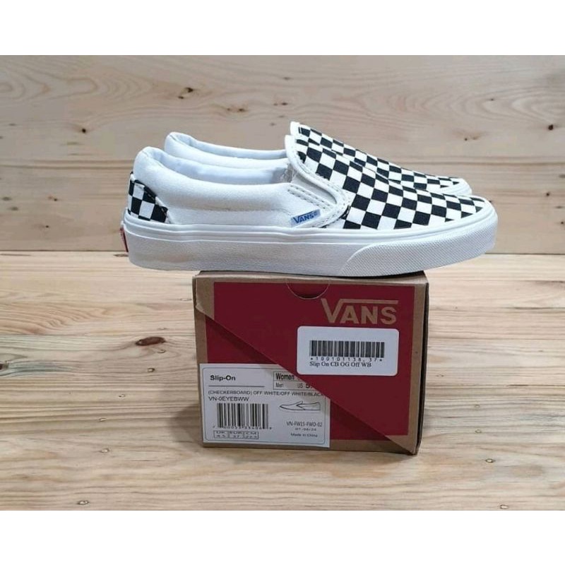 MADE IN CHINA Paket 100% Import Vans Slip On Mono Checkerboard