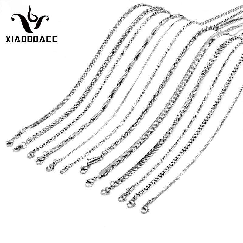 XiaoboACC Kalung Rantai Bahan Titanium Steel Gaya Korea