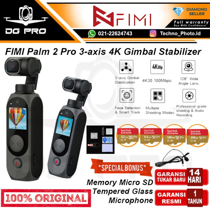 {adenastore} XIAOMI FIMI PALM 2 Kamera 4K HD Handheld Gimbal Pocket Stabilizer - PAKET STANDARD NEW 