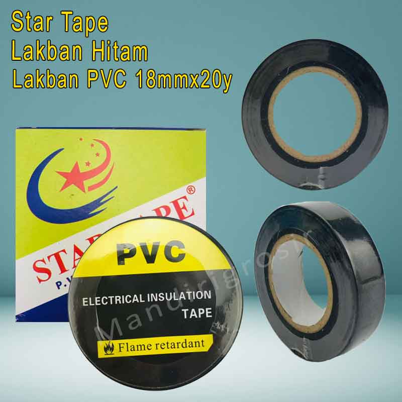 Lakban Hitam * Star Tape * Lakban PVC * 18mm x 20yard