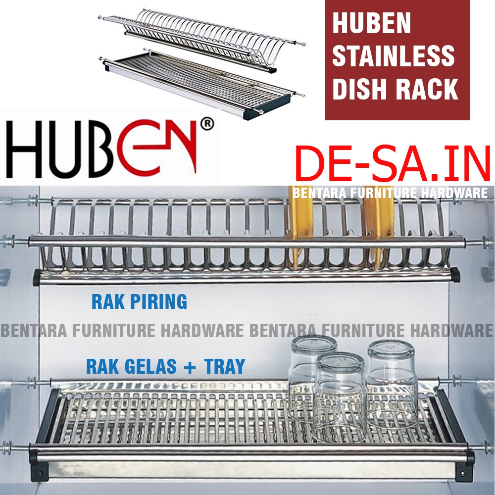 100CM HUBEN Rak Piring Gelas Stainless Steel Dalam Lemari Kabinet 100 CM Unit Atas Dapur - Dish Rack Pantry Kitchen Set 1000