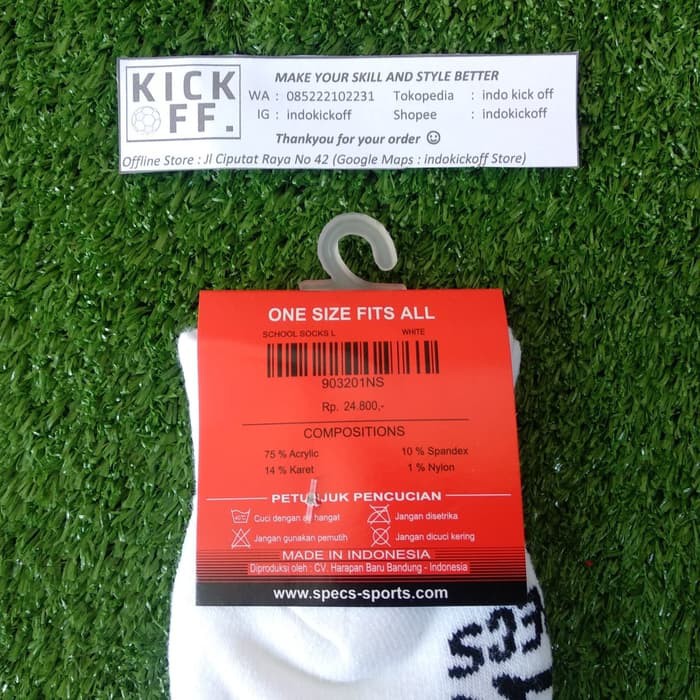 KAOS KAKI SEKOLAH/ KAOS KAKI OLAHRAGA SPECS SCHOOL SOCKS L - WHITE