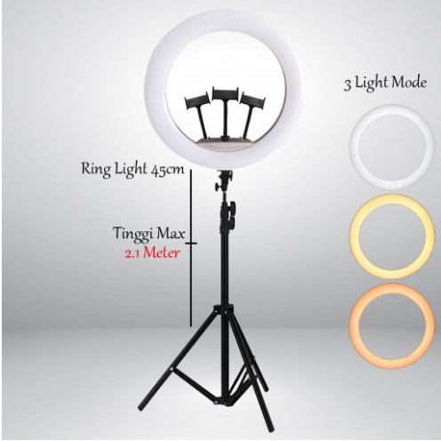 Lampu BULAT LED 45CM Ring Light Studio For Selfie MakeUp Vlog Tiktok Live Lampu Ringlight