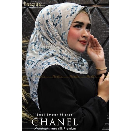 Jilbab Segi Empat Motif Plisket Polycatton Ori Nazilla-Chanel Blue
