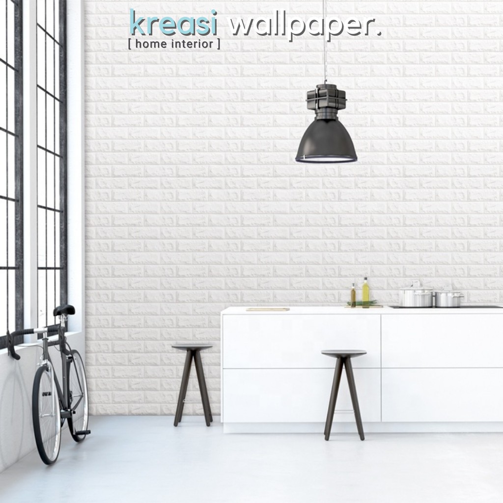 Wallpaper Dinding 3D Foam Bata Putih Sticker Premium TERMURAH | Walpaper Brick Stiker-1