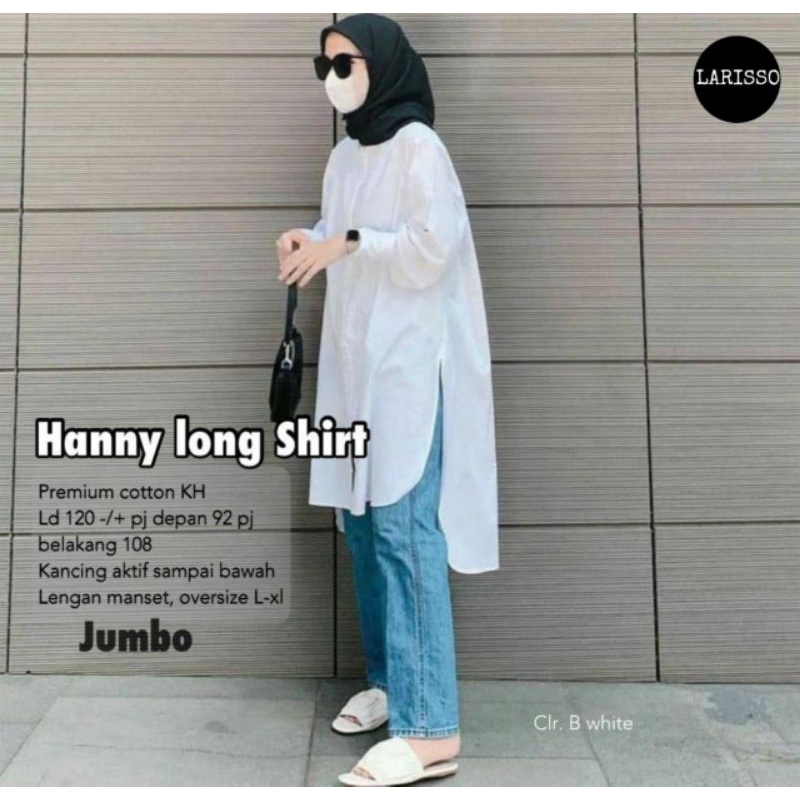 Hanny long tunik shirt premium katun jumbo LD 120