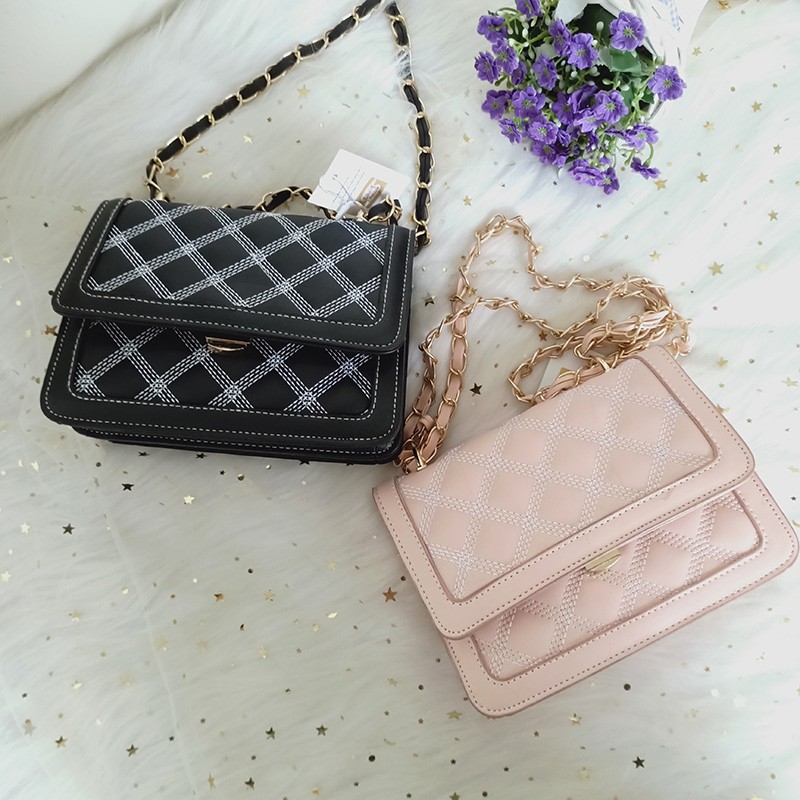 T001 tas selempang wanita import murah tas sling bag cewek kulit pu tali rantai fashion terbaru