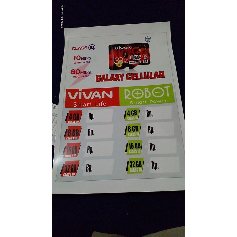 

Cetak poster A3 informasi poster daftar harga memori card