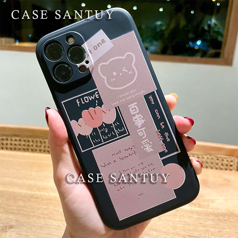 Case Casing Bear Oppo F1S F5 F5 Youth F7 F9 F9 PRO F11 F11 PRO Square Edge Phone Case Cover Casing