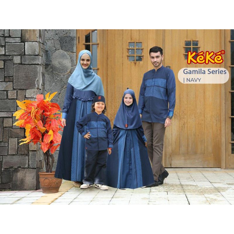 SARIMBIT KEKE2021GAMILA NAVY/SERAGAM LEBARAN/SERAGAM KELUARGA/COUPLE KELUARGA/BAJU MUSLIM KELUARGA