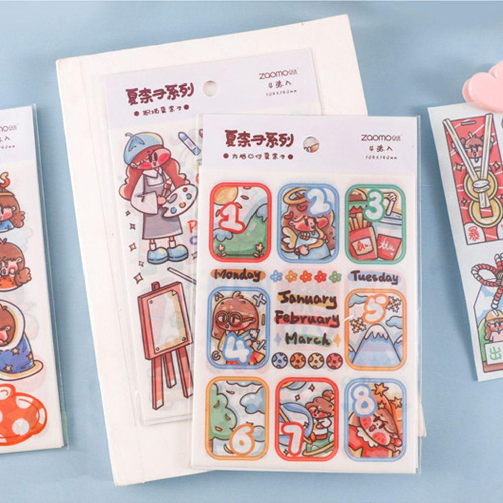 Agustina Kawaii Stiker Kawaii 4lembar Alat Tulis Sekolah Jurnal Aksesoris Scrapbooking Self Adhesive Kawaii Stationery Sticker