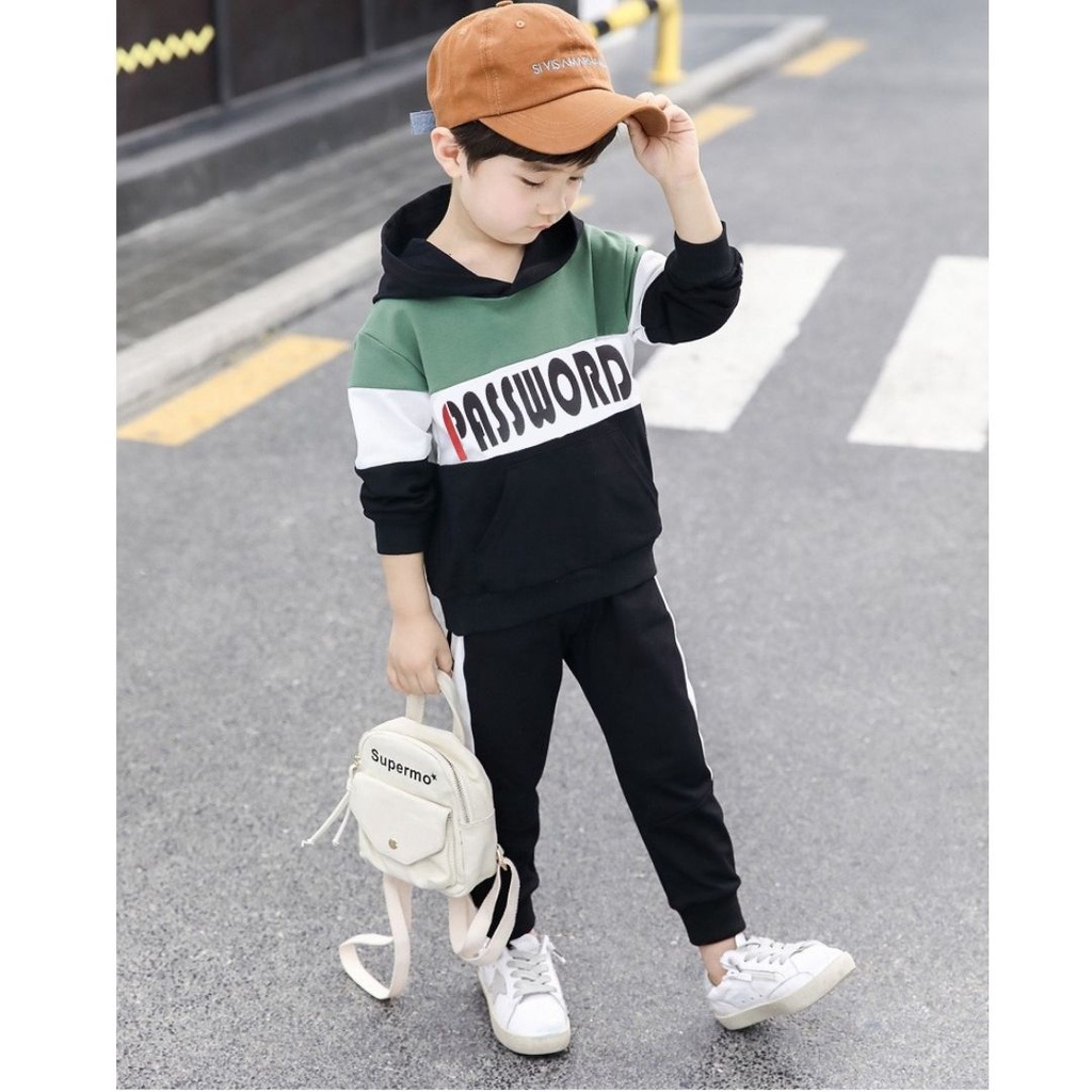 HappyOliver PASSWORD MDSBOY Hoodie Setelan Sweater 1 - 7 Tahun Baju Anak BerKualitas