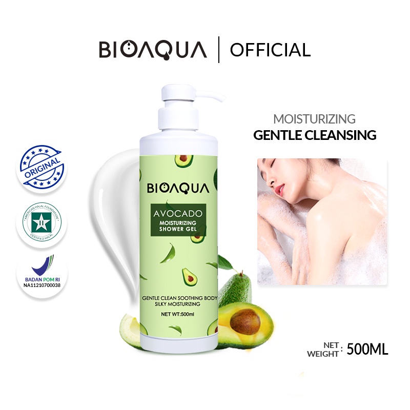 BIOAQUA Avocado moisturizing Shower Gel 500ml body wash / Sabun Mandi Cair untuk Melembabkan Kulit