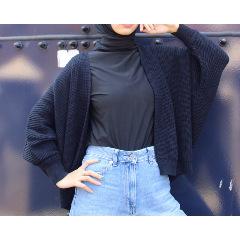 [RAJUT] Cardigan Rajut BATWING tebal-black