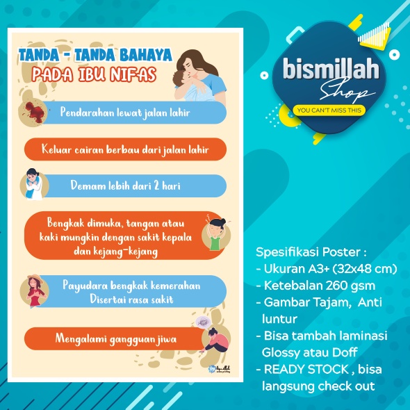 Jual Poster Kebidanan Tanda Bahaya Ibu Nifas Shopee Indonesia