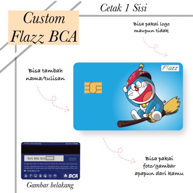 Custom flazz BCA motif Doraemon Kartun Motif Lucu free penambahan nama