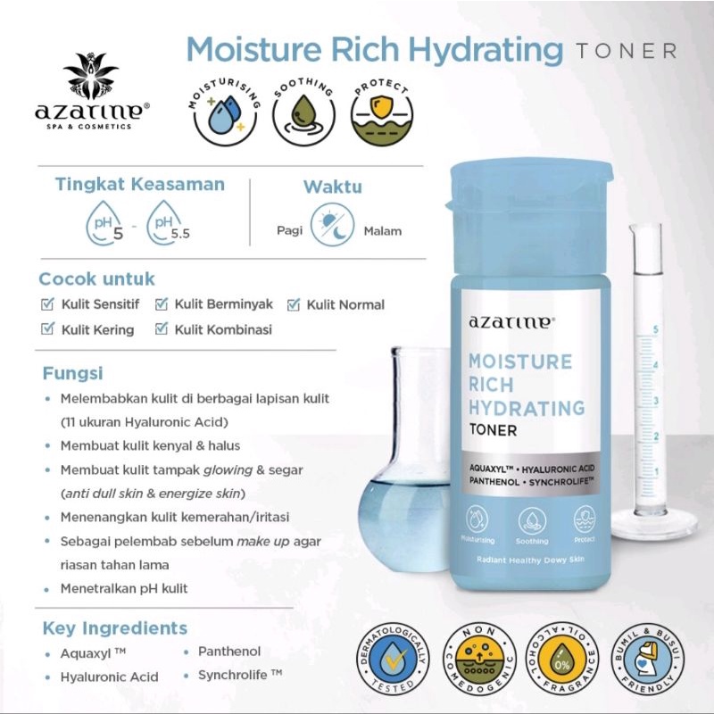 AZARINE MOISTURE RICH HYDRATING TONER DAILY EXFOLIATING POLYPEPTIDE 100ml