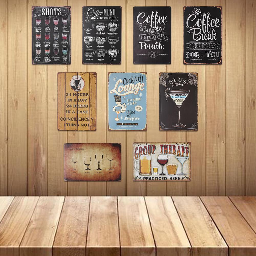 Populer Vintage Plakat Cafe Rumah Club Bar Dinding Seni Minuman Minuman Poster Pub Metal Tin Plate