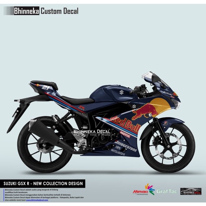 DECAL STICKER GSX 150R LIVERY RED BULL