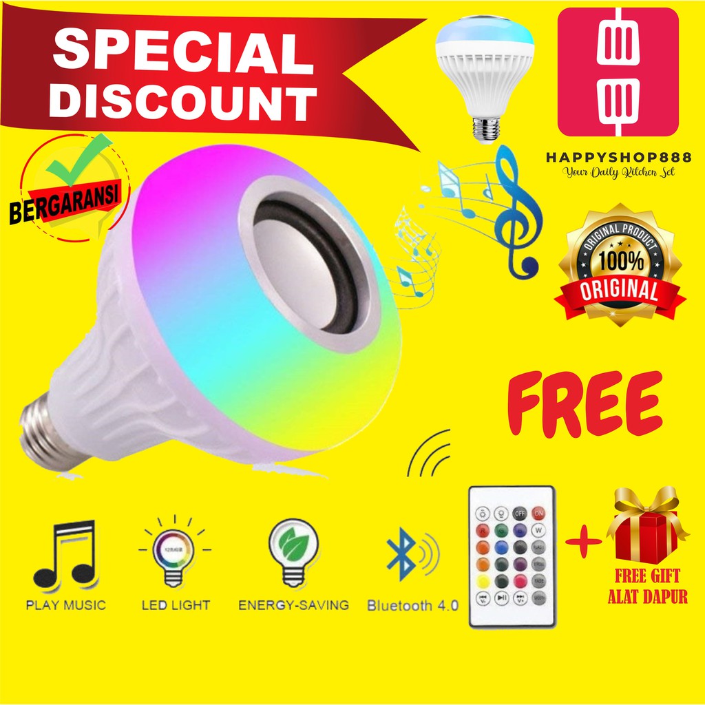 Lampu Musik Lampu Speaker Wireless Bluetooth Dengan Lampu LED RGBW Smart LED Music Light Bulb Bohlam