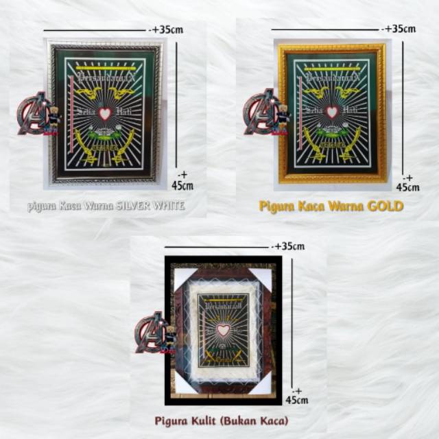 Pigura psht kaca & kulit / pajangan dinding