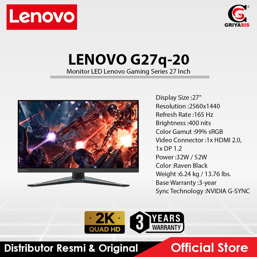 Monitor LED Lenovo Gaming Series 27 Inch G27q-20