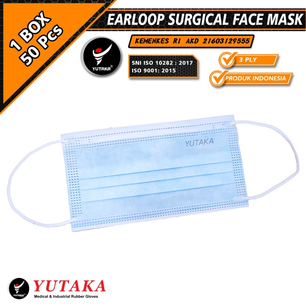 Yutaka Surgical Mask 3ply / Masker Medis Yutaka 3 ply