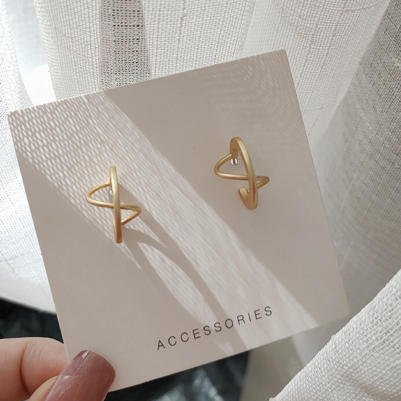 Anting Huruf C Setengah Lingkaran Geometris Untuk Wanita Korea vintage Aksesori Telinga