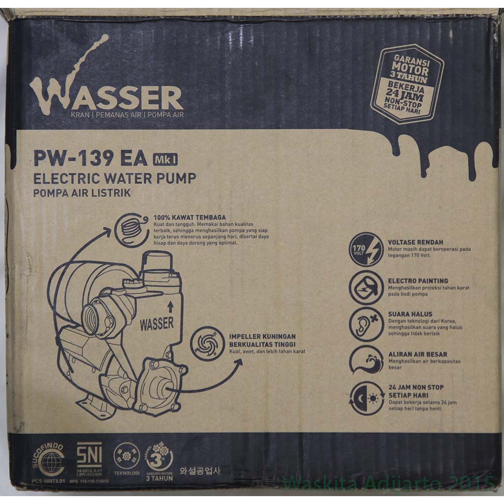 Pompa Air Dangkal Listrik Otomatis Wasser PW-139EA | PW139EA