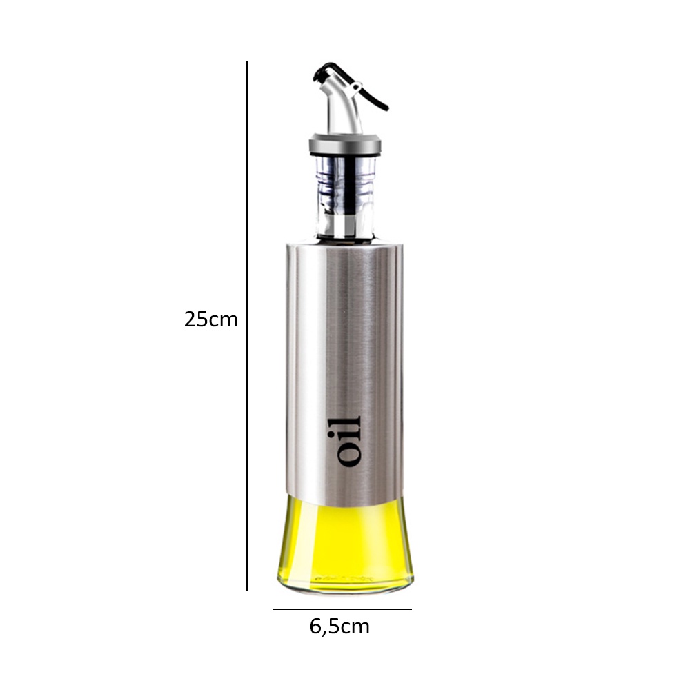 HOVELSHOP Botol Minyak Stainless Steel Kaca Penyimpanan Kecap Olive Oil Syrup