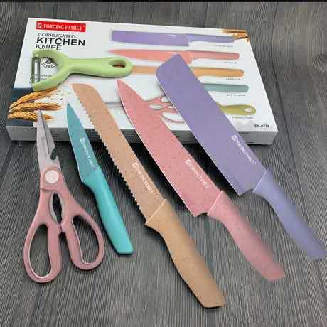 PISAU SET 6 IN 1 set lengkap / pisau sayur / gunting kuat / Pisau Set Kado