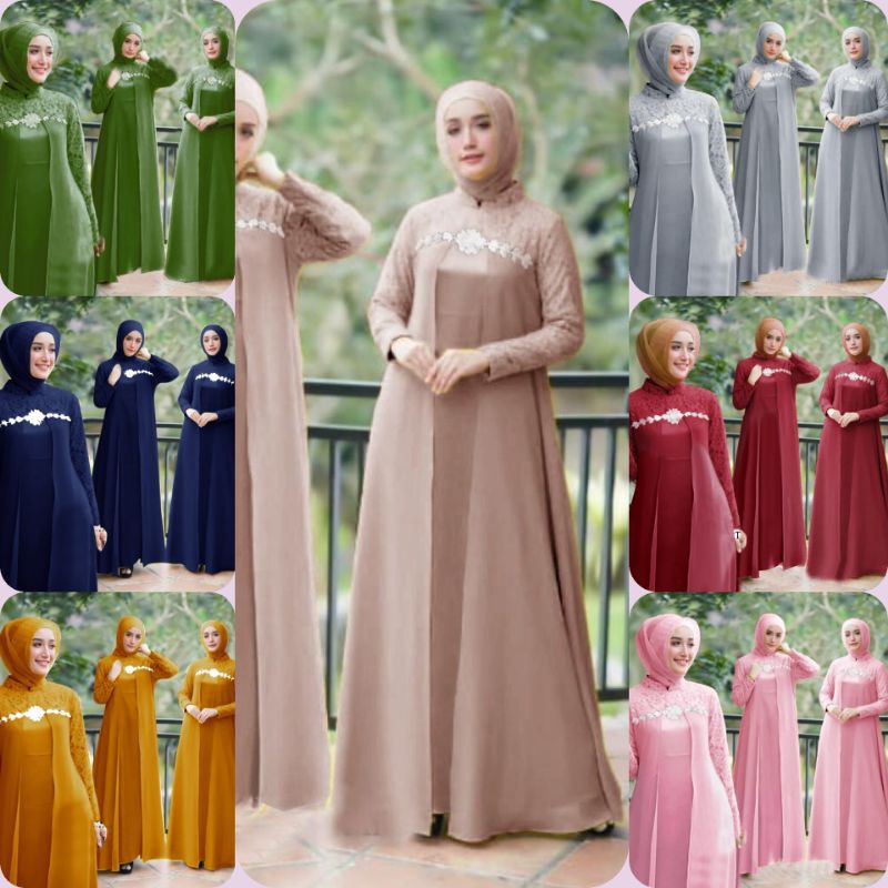 MAXY ROSILIA FASHION PAKAIAN WANITA DRESS GAMIS MAXI BRUKAT BALOTELLI CTHM