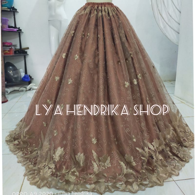 Rok pengantin tile spider mutiara lebar