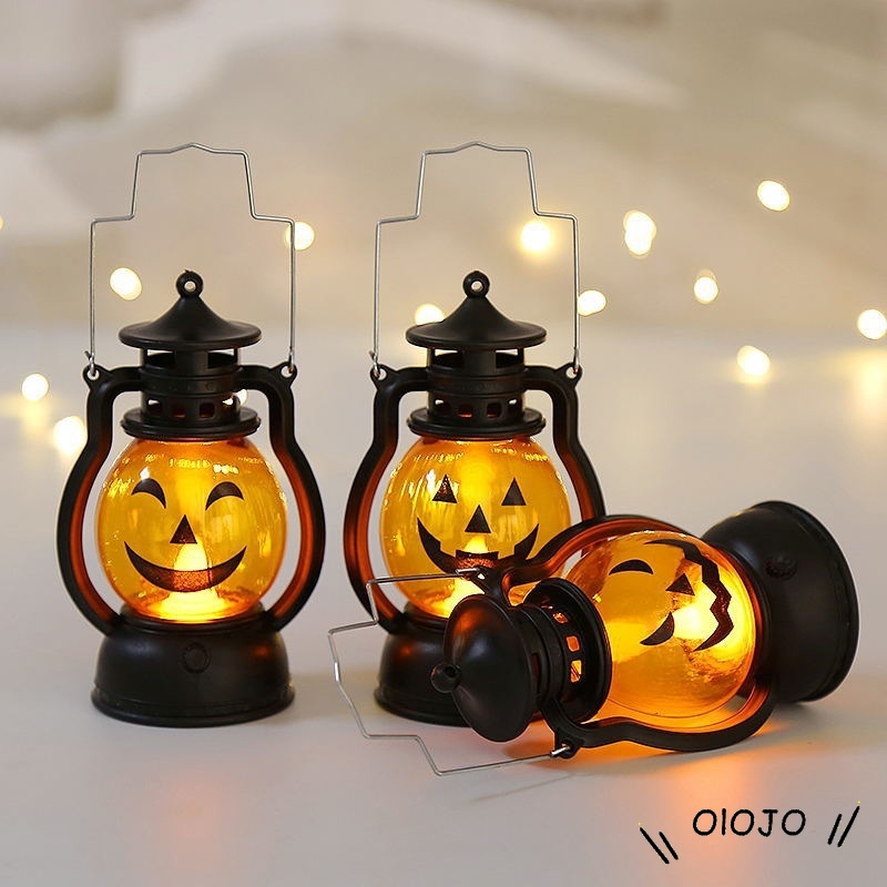 Halloween Labu Lentera Led Lampu Minyak Dekorasi Kreatif Horor Suasana Tata Letak Portabel Alat Peraga - ol